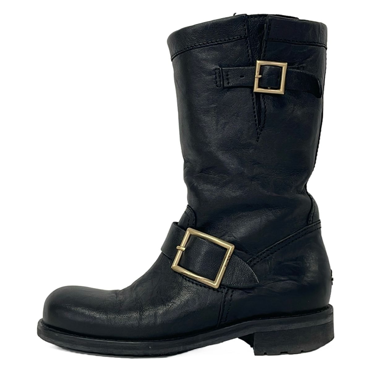 JIMMY CHOO(ジミーチュウ) ショートブーツ 34 1/2 レディース - 黒 レザー
