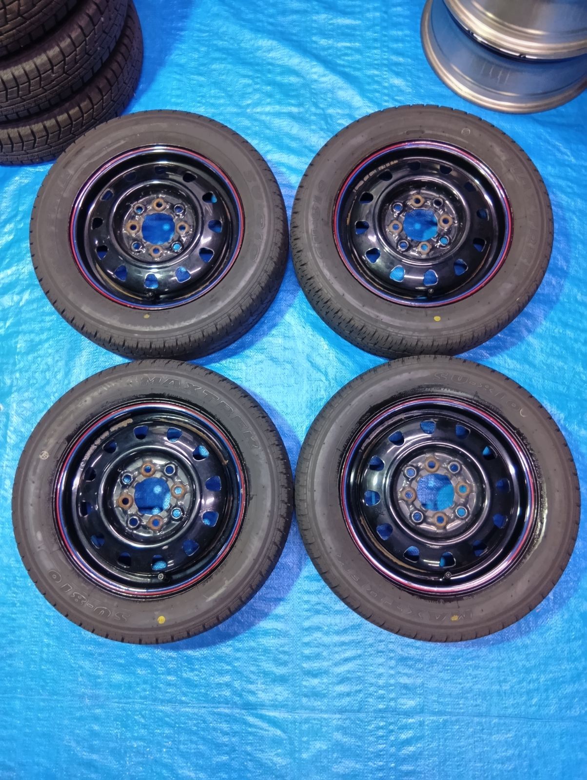 13インチ 155/65R13 サマータイヤ 夏 スチールホイール ブロックタイヤ風 デイトナ風