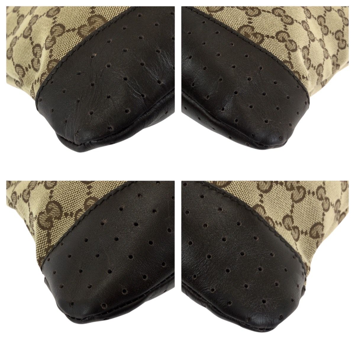 美品 GUCCI グッチ ベージュ ブラウン GGキャンバス/レザー 145857 美品 GUCCI グッチ ベージュ ブラウン GGキャンバス/レザー 145857