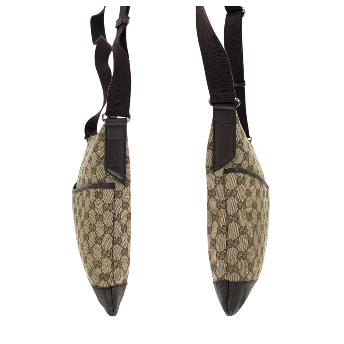 美品 GUCCI グッチ ベージュ ブラウン GGキャンバス/レザー 145857 美品 GUCCI グッチ ベージュ ブラウン GGキャンバス/レザー 145857