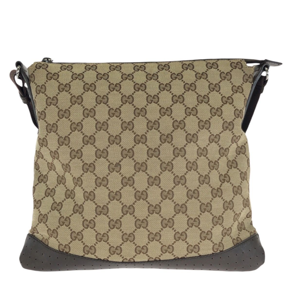 美品 GUCCI グッチ ベージュ ブラウン GGキャンバス/レザー 145857
