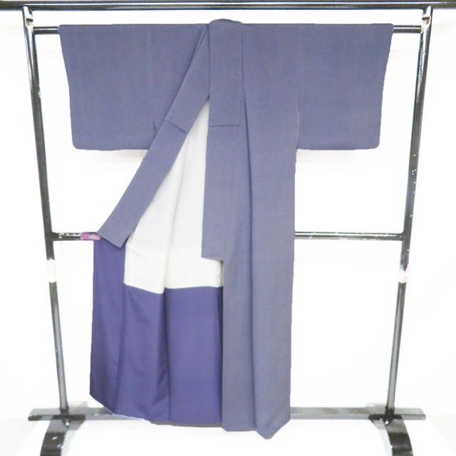 小紋 江戸小紋 着物 中古 正絹 袷 カジュアル 立分銅文様 菖蒲色 身丈