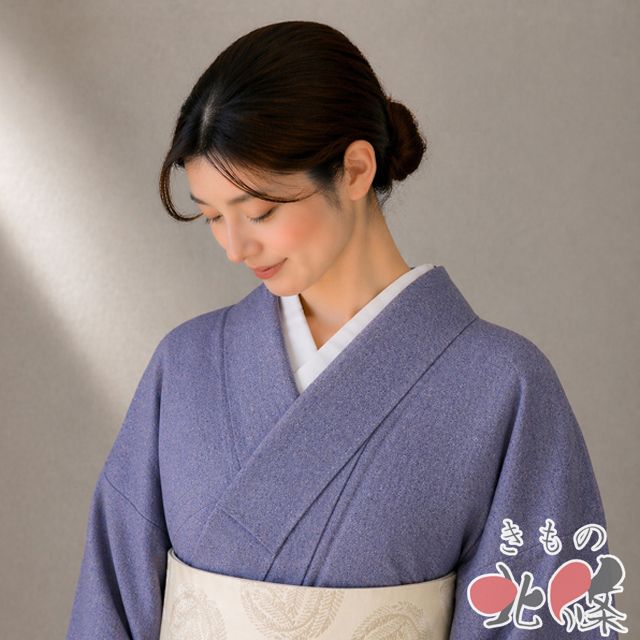 小紋 江戸小紋 着物 中古 正絹 袷 カジュアル 立分銅文様 菖蒲色 身丈