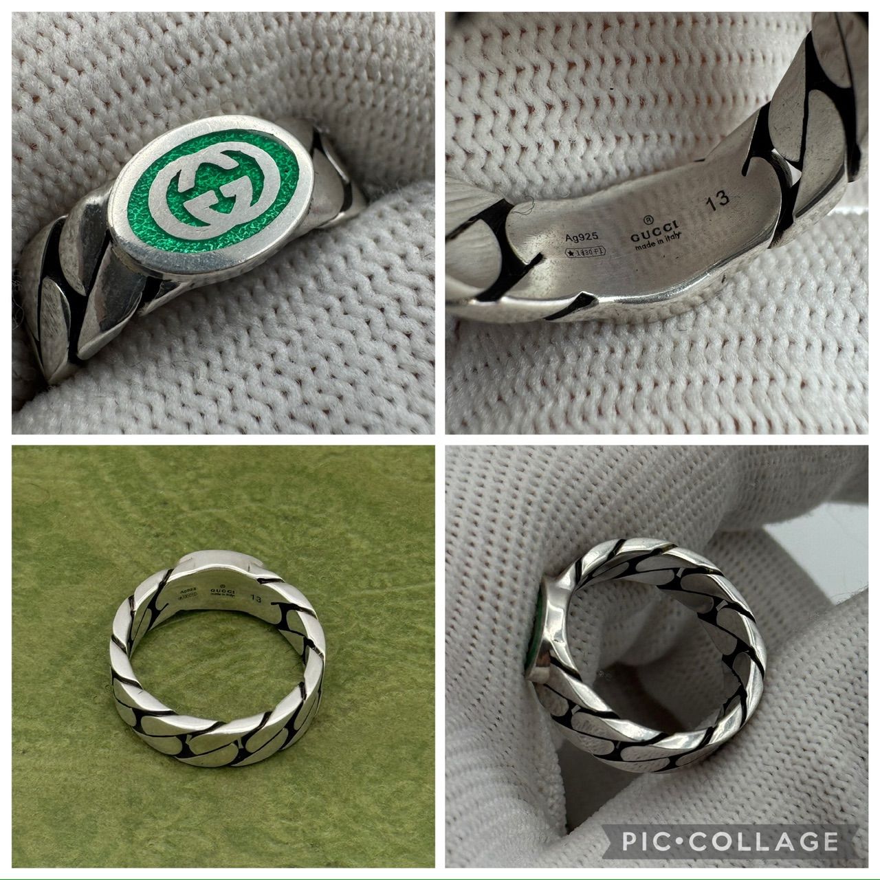 12.5号】GUCCI インターロッキングG エナメル 指輪 リング 5-66-99