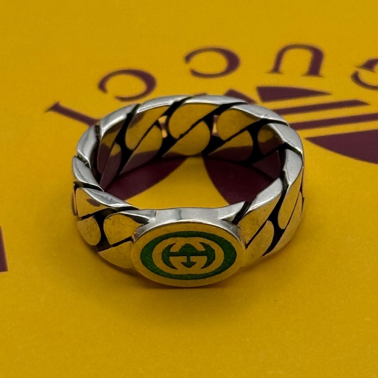 12.5号】GUCCI インターロッキングG エナメル 指輪 リング 5-66-99 