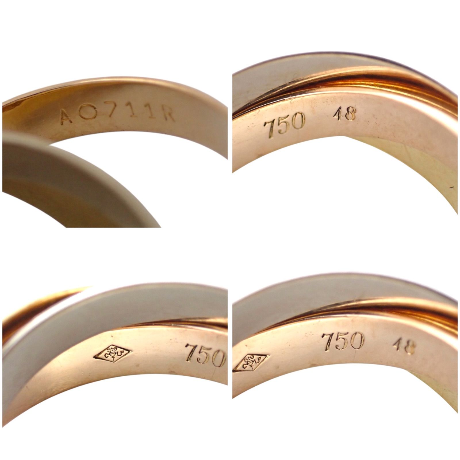 Cartier カルティエ 48 トリニティ MM ミディアム リング 750 YG PG RG