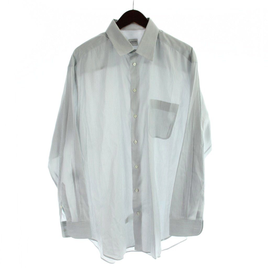 アルマーニ コレツィオーニ ARMANI COLLEZIONI シャツ 43/17 グレー ストライプ柄 長袖 ポケット付き /AP