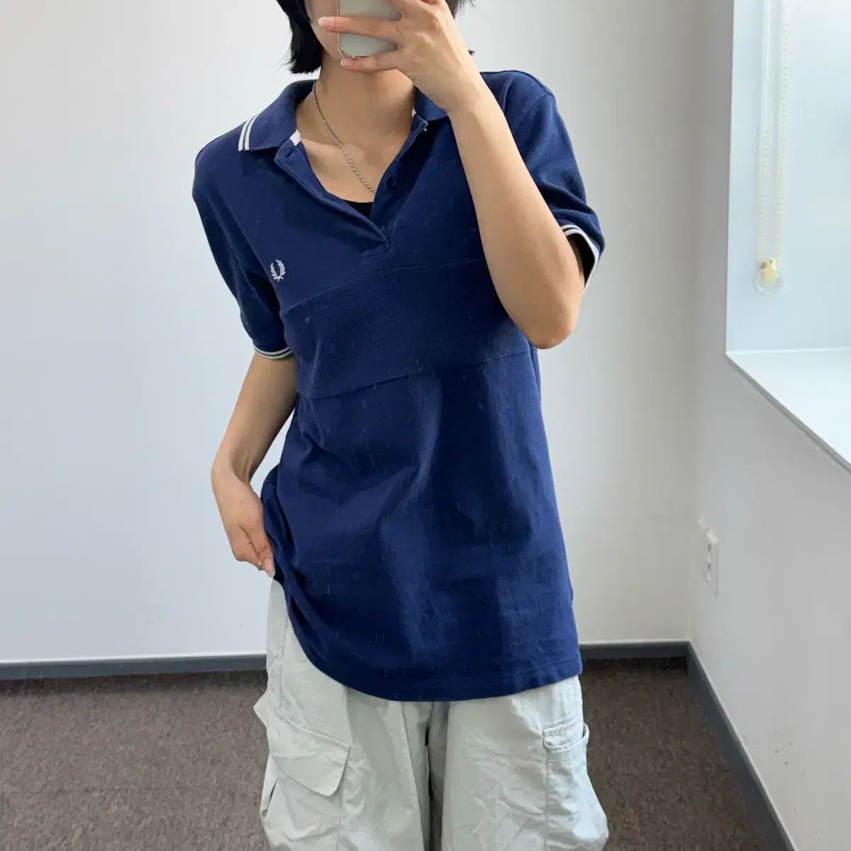 Fredperry フレッドペリー 白 POINT ネイビー 半袖 カラーTシャツ