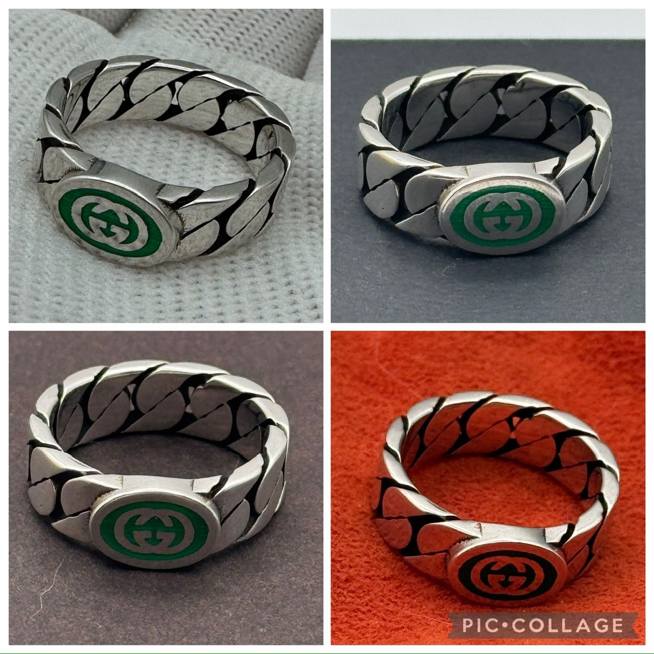11.5号】GUCCI インターロッキングG エナメル 指輪 リング 5-67-11