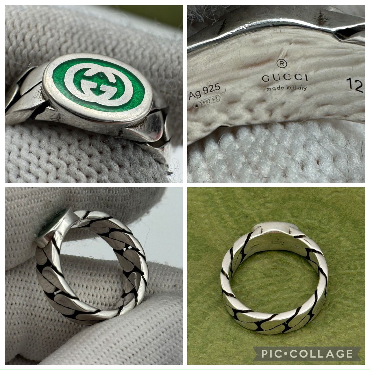 11.5号】GUCCI インターロッキングG エナメル 指輪 リング 5-67-11