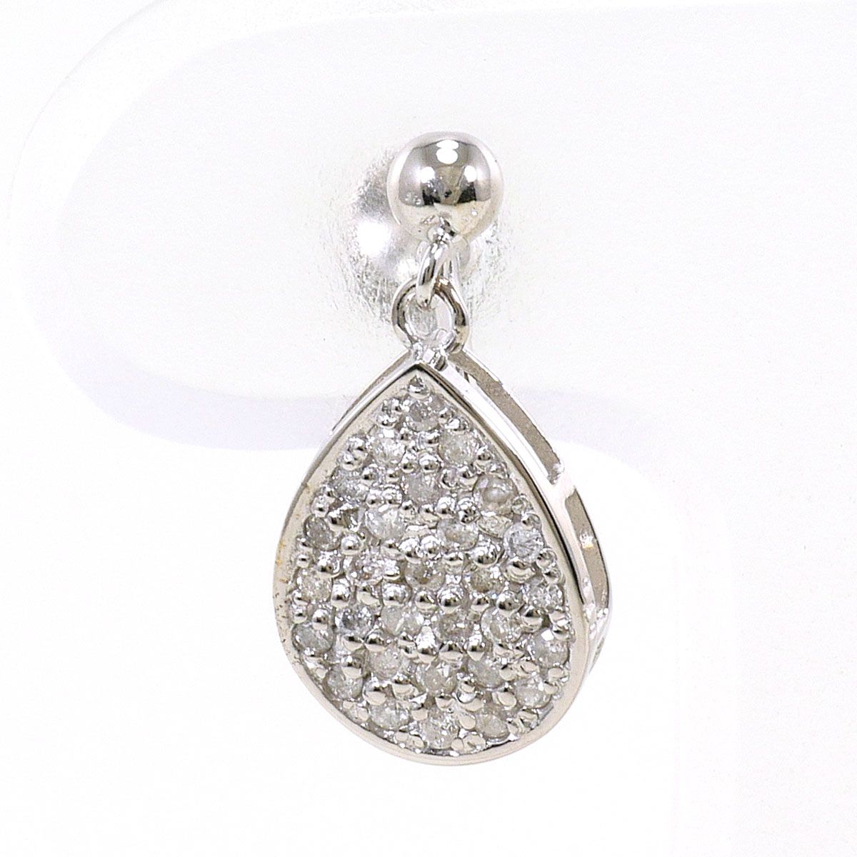 K18WG イヤリング(片耳) ダイヤモンド 0.15ct 総重量約1.2g レディース