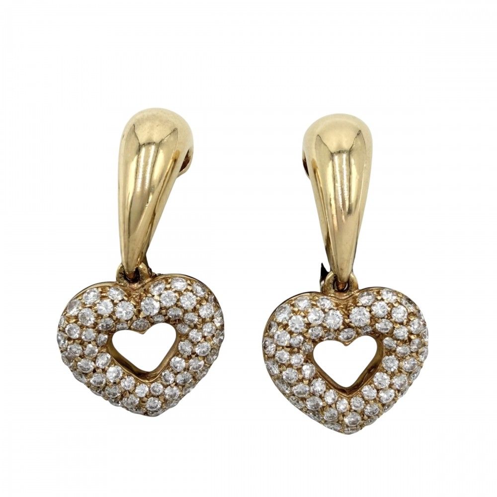 ショーメ イヤリング レディース ハート スイング 18金YG Au750 ジュエリー アクセサリー Chaumet K18イエローゴールド ダイヤモンド 約13.2g【中古品】