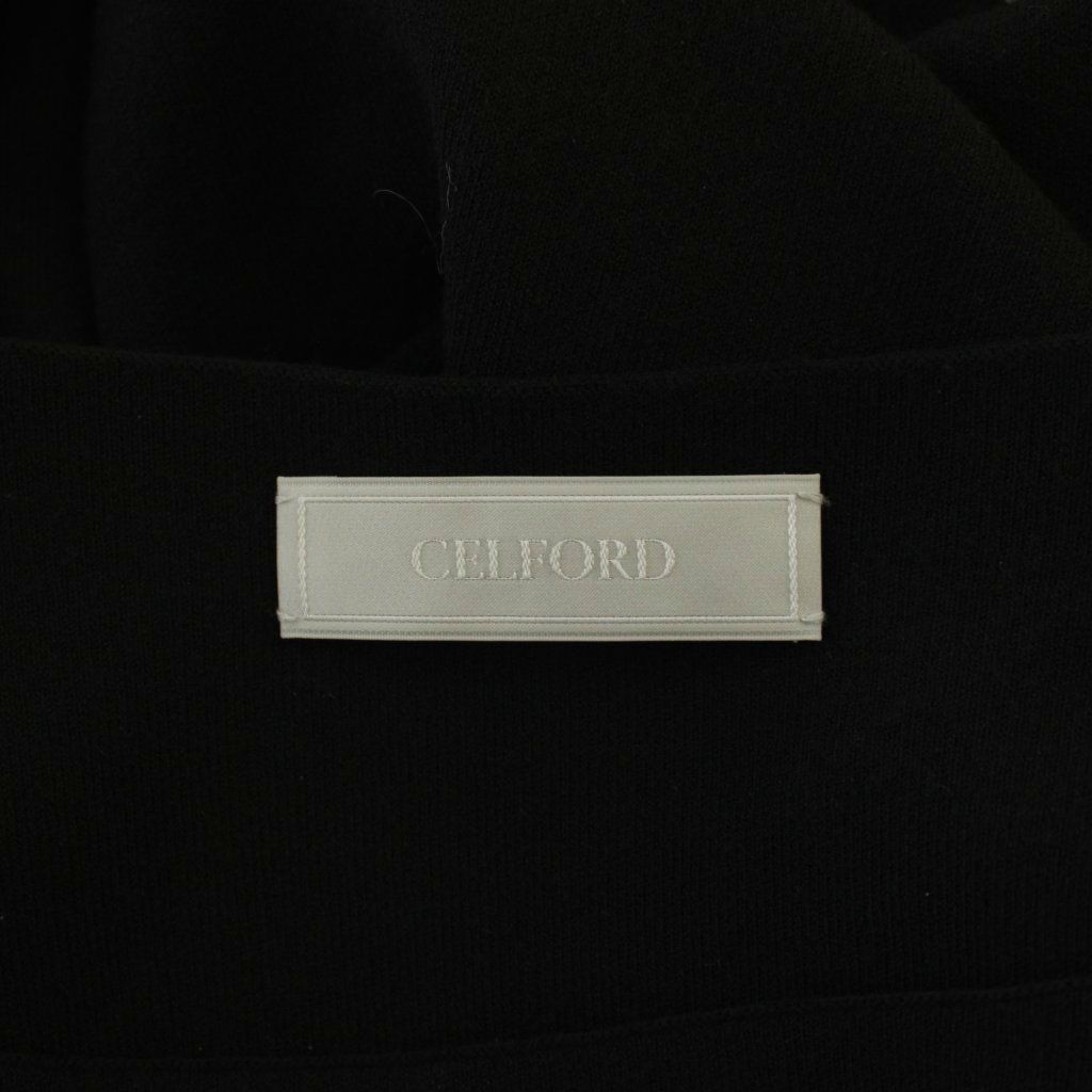 セルフォード CELFORD ワンピース 38 黒 ブラック 長袖 ボートネック