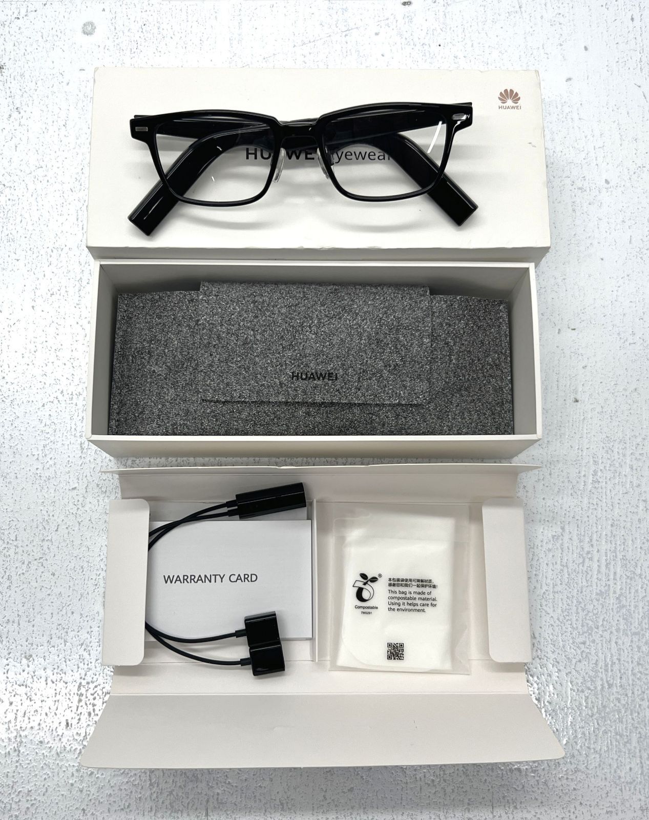 盛岡70-0050] HUAWEI Eyewear EVI-CG010 スマートグラス 黒色【中古/60