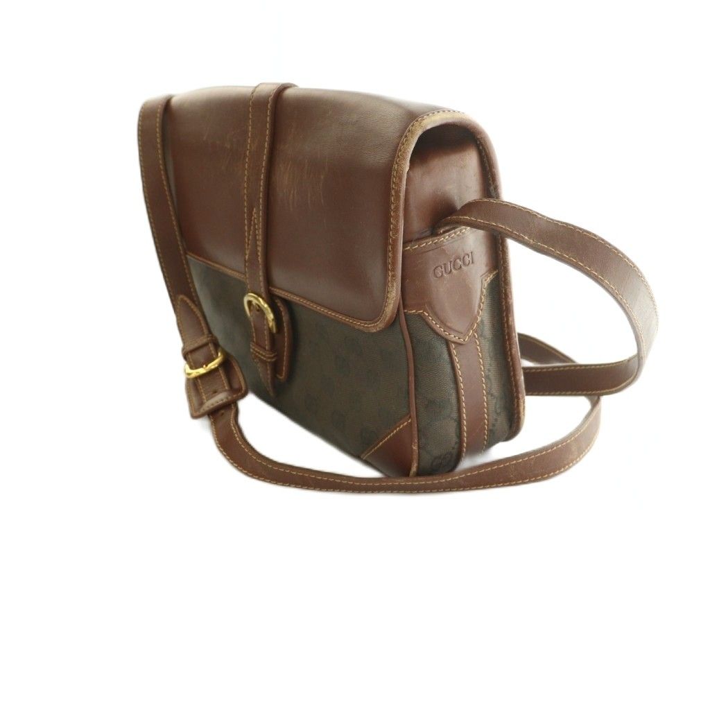 グッチ GUCCI GGキャンバス レザー ショルダーバッグ フラップ