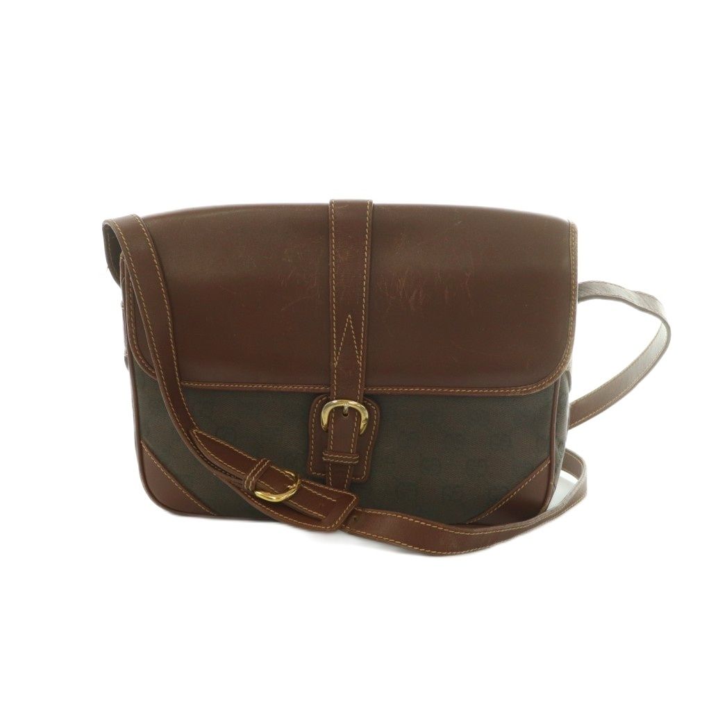 グッチ GUCCI GGキャンバス レザー ショルダーバッグ フラップ