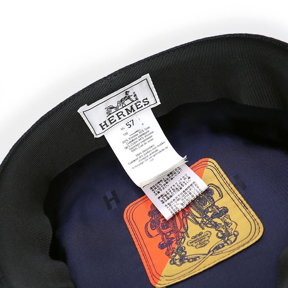 正規品 エルメスジャポンタグ付き ドーヴィル 帽子 黒 金具・ 57 ハット エルメス ドーヴィル カシミヤ ブラック キャスケット 帽子 ハット #57