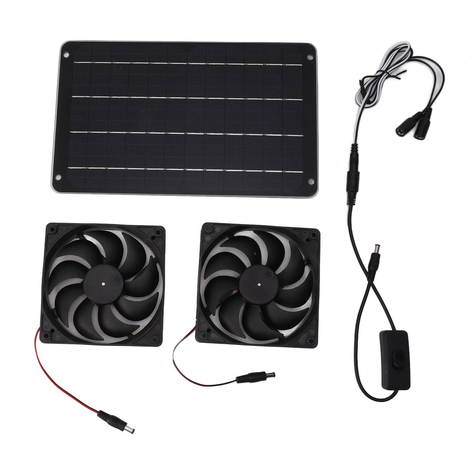 新品 J-ouuo 20W 太陽光発電デュアルファン 12V 効率的な省エネソーラーパネルファンキット スイッチ付き RV 温室ペットホーム用