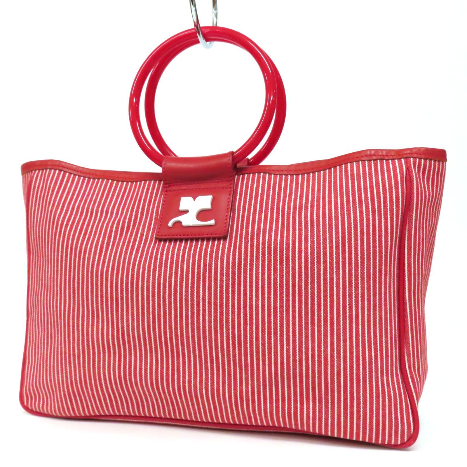 OA26575 美品 Courreges クレージュ リングハンドル トートバッグ