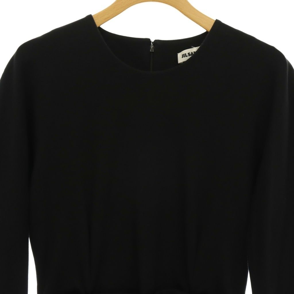 ジルサンダー JIL SANDER 七分袖ワンピース ロング 36 ブラック /DO