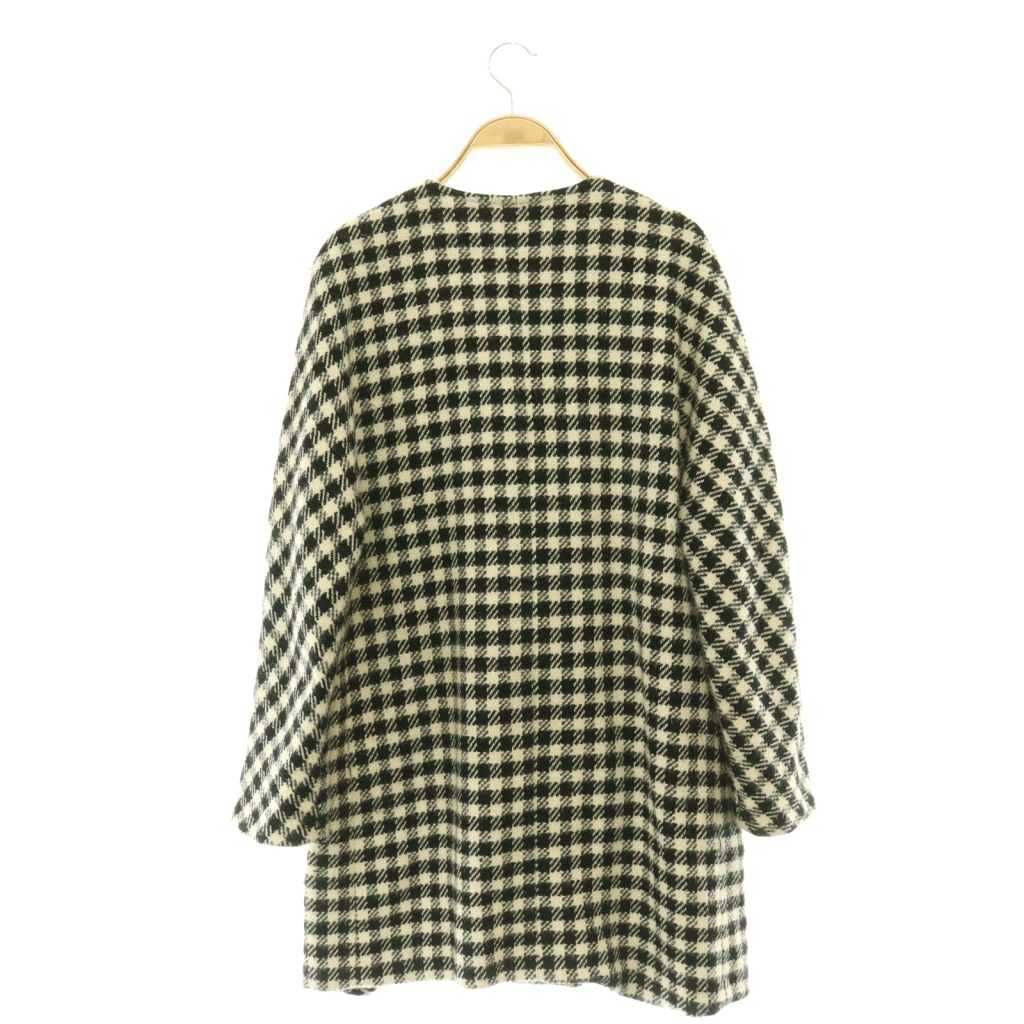 完売♡JENNE 千鳥柄フレンチレトロコート ウール ダブルボタン ジェンヌ JENNE 千鳥柄フレンチレトロコート ノーカラー M ブラック