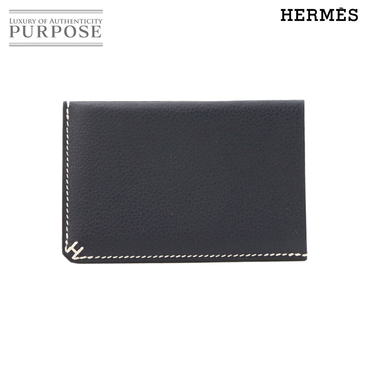 未使用 展示品 エルメス HERMES Hセリエ カードケース 名刺入れ エバーカラー ブルーニュイ U刻印 H Sellier Card Case 90324606