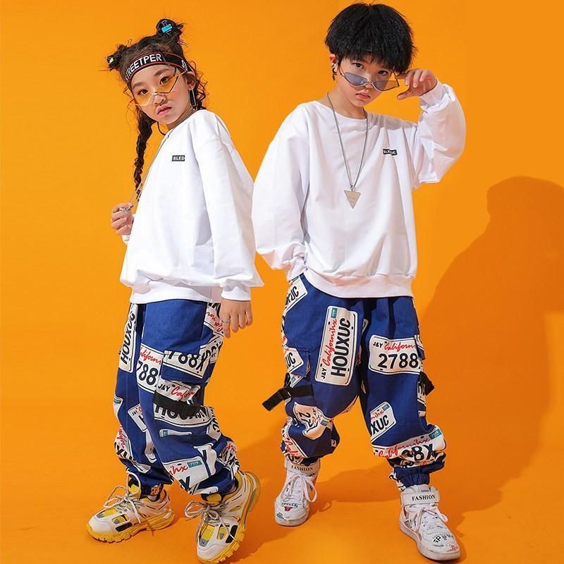 セットアップ ヒップホップ キッズダンス衣装 HIPHOP 長袖 シャン 花柄 パンツ ズボン 男の子 女の子 子供服 ジャズダンス ステージ衣装 練習着 体操#ubkbj