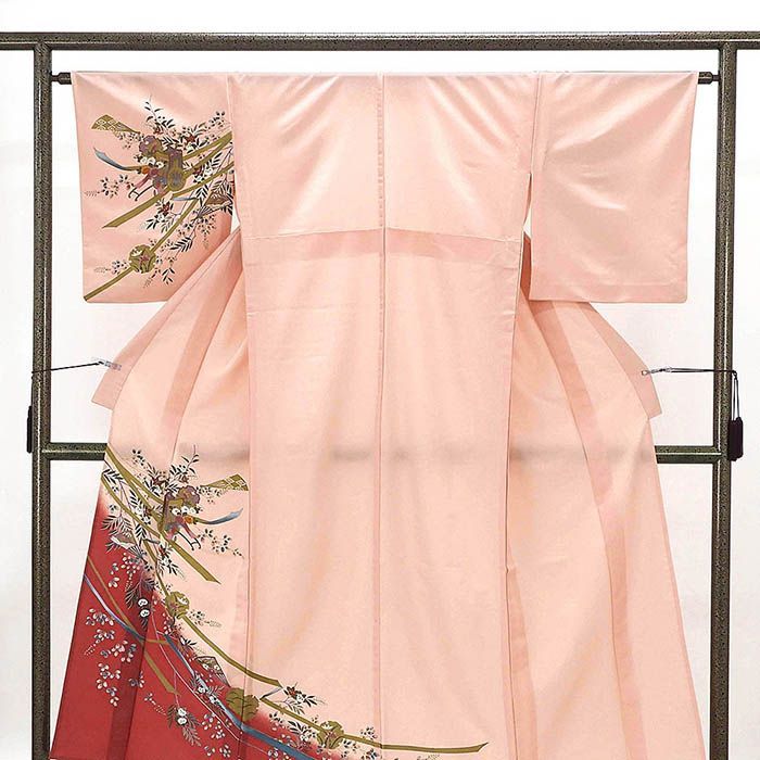 単衣 訪問着 ポリエステル 洗える 菊 萩 橘 御所車 身丈150.5cm 裄丈