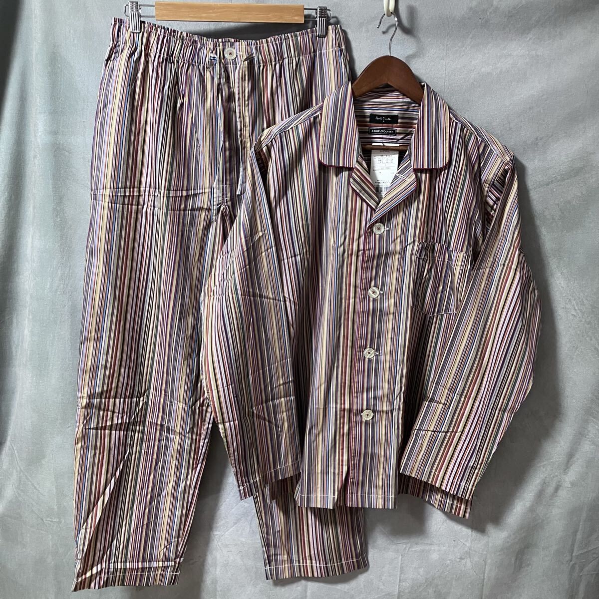 Paul Smith ポールスミス タグ付き 未使用 シグネチャー マルチストライプ ナイト ラウンジ ウェア 上下 セットアップ パジャマ size.L 紫