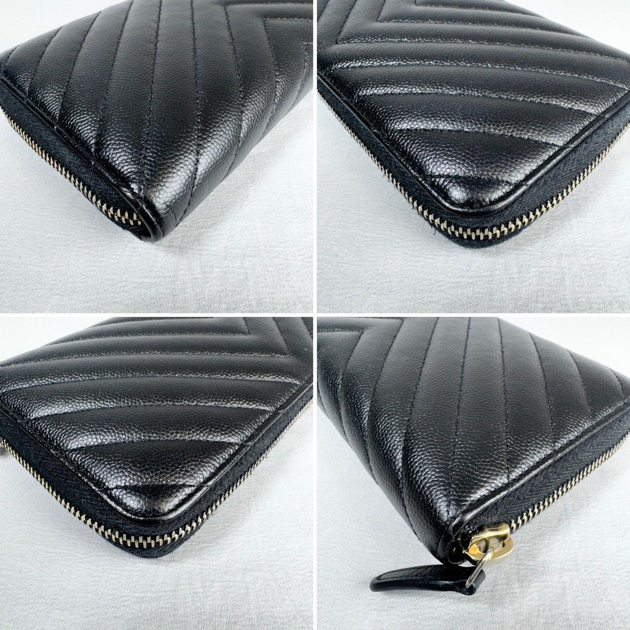 美品】CHANEL シャネル Vステッチ ラウンドジップ 長財布 ブラック 美品】CHANEL シャネル Vステッチ ラウンドジップ 長財布 ブラック
