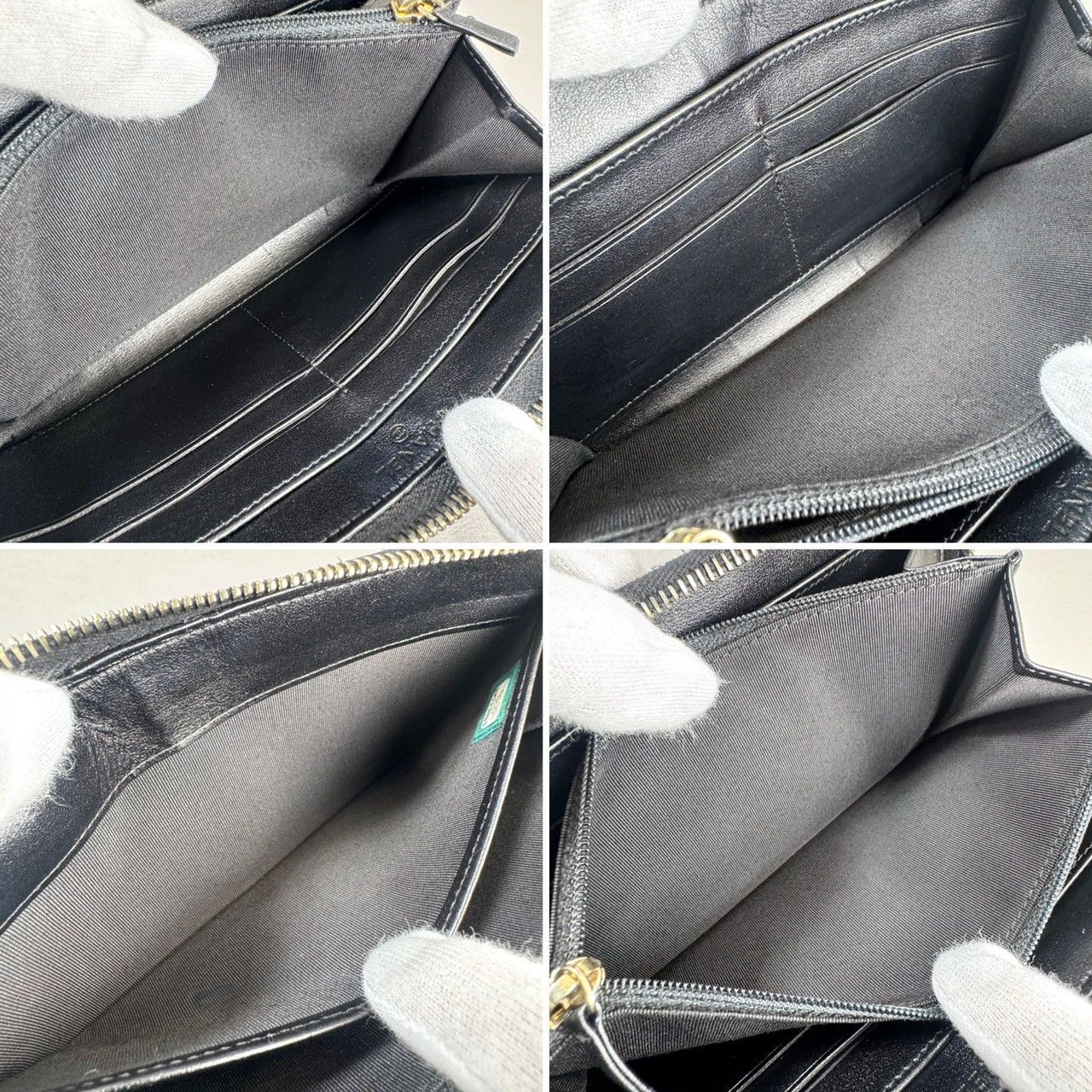 美品】CHANEL シャネル Vステッチ ラウンドジップ 長財布 ブラック