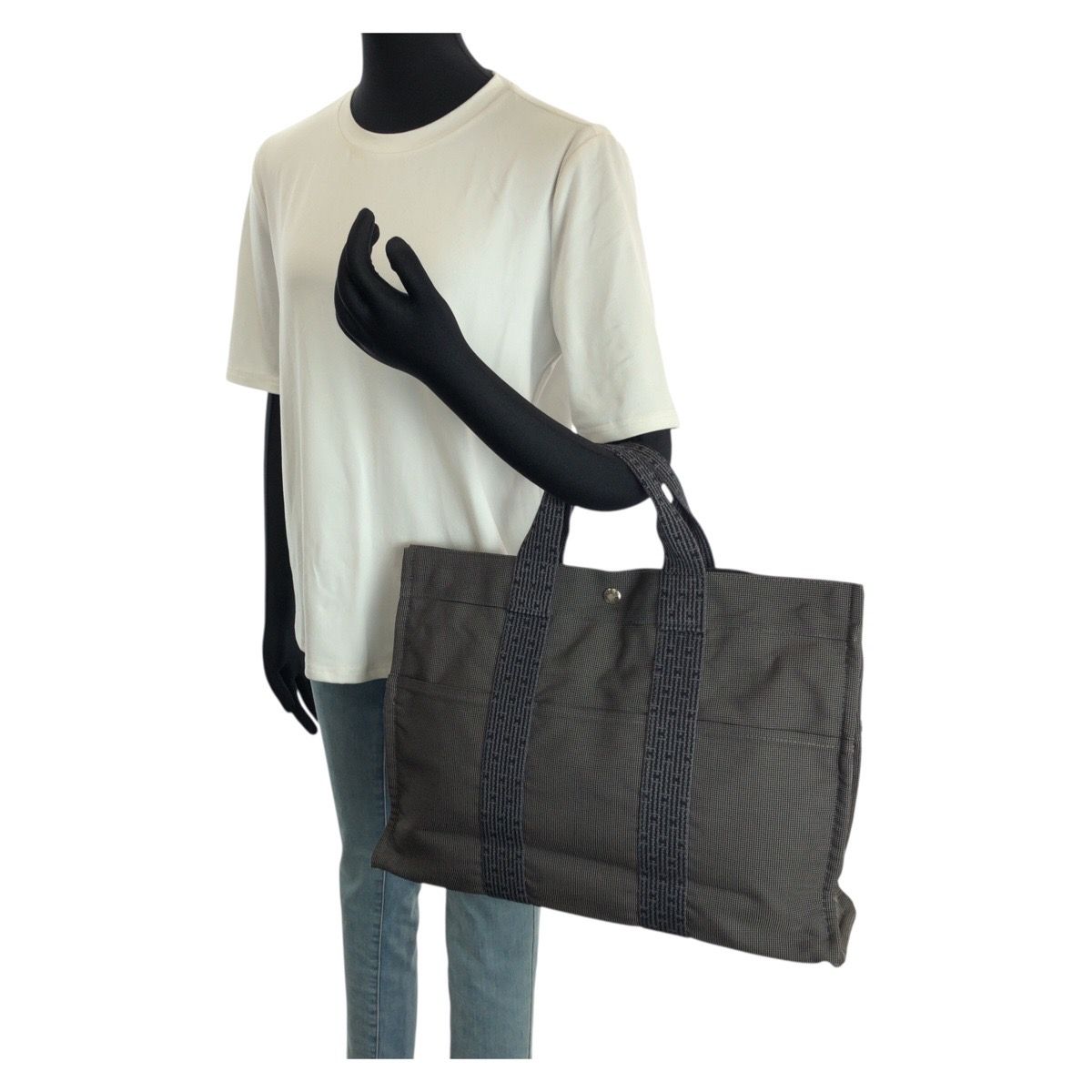 美品 HERMES エルメス エールライン MM グレー シルバー金具 美品 HERMES エルメス エールライン MM グレー シルバー金具