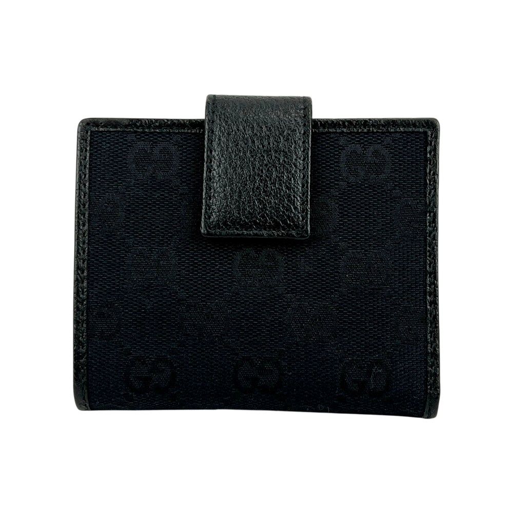 グッチ □中古□ 二つ折り 財布 ウォレット GGキャンバス ブラック