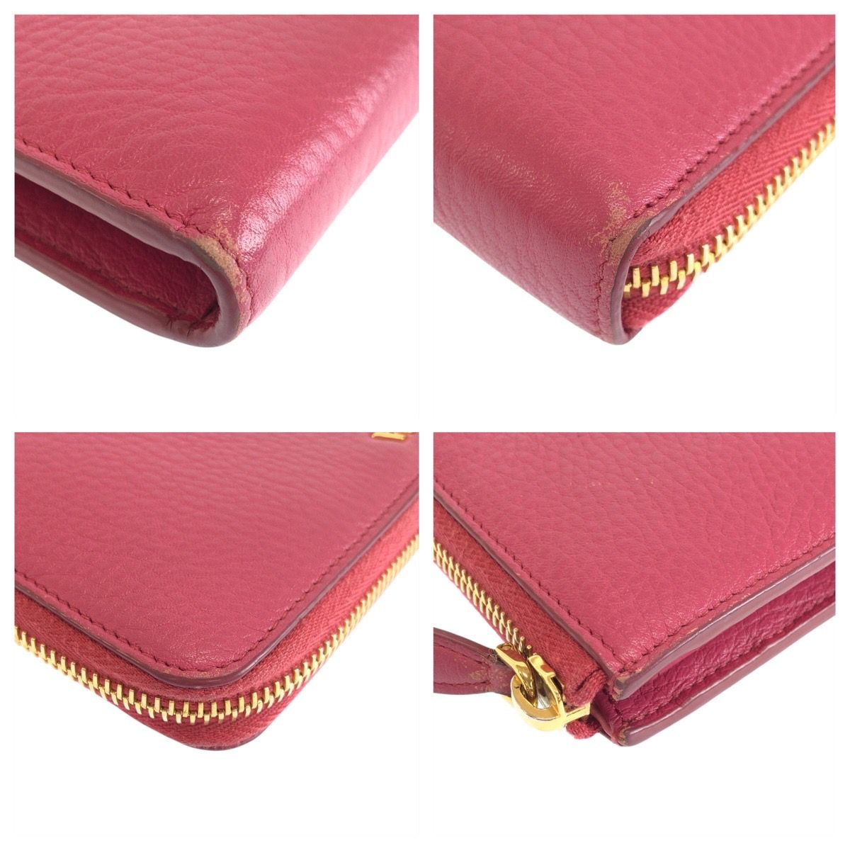 美品 PRADA プラダ サフィアーノ ピンク ゴールド金具 レザー 1M1183