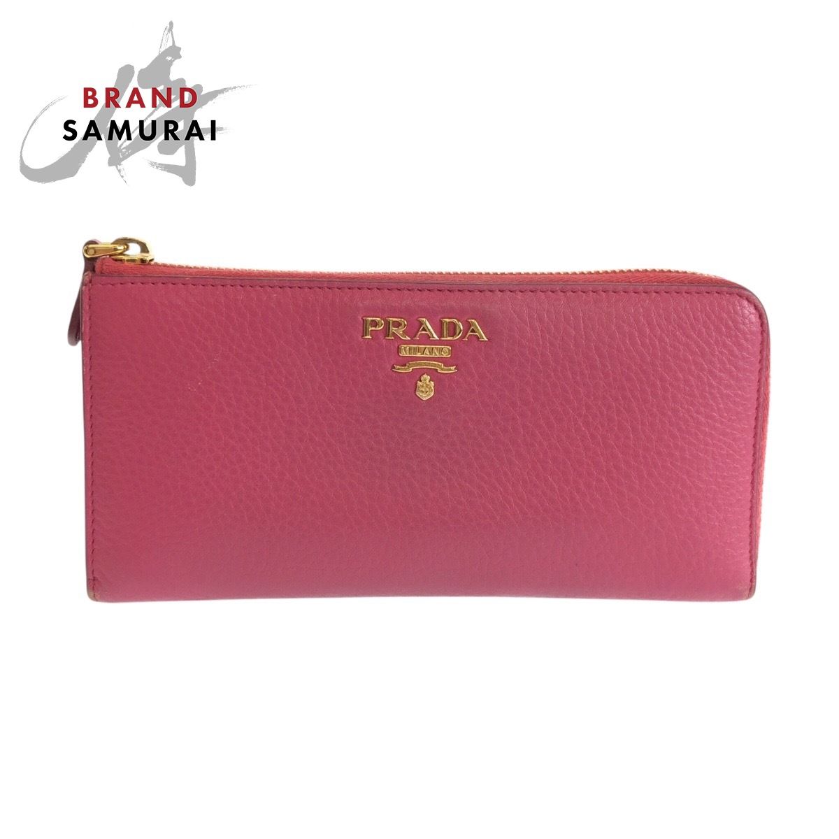 美品 PRADA プラダ サフィアーノ ピンク ゴールド金具 レザー 1M1183