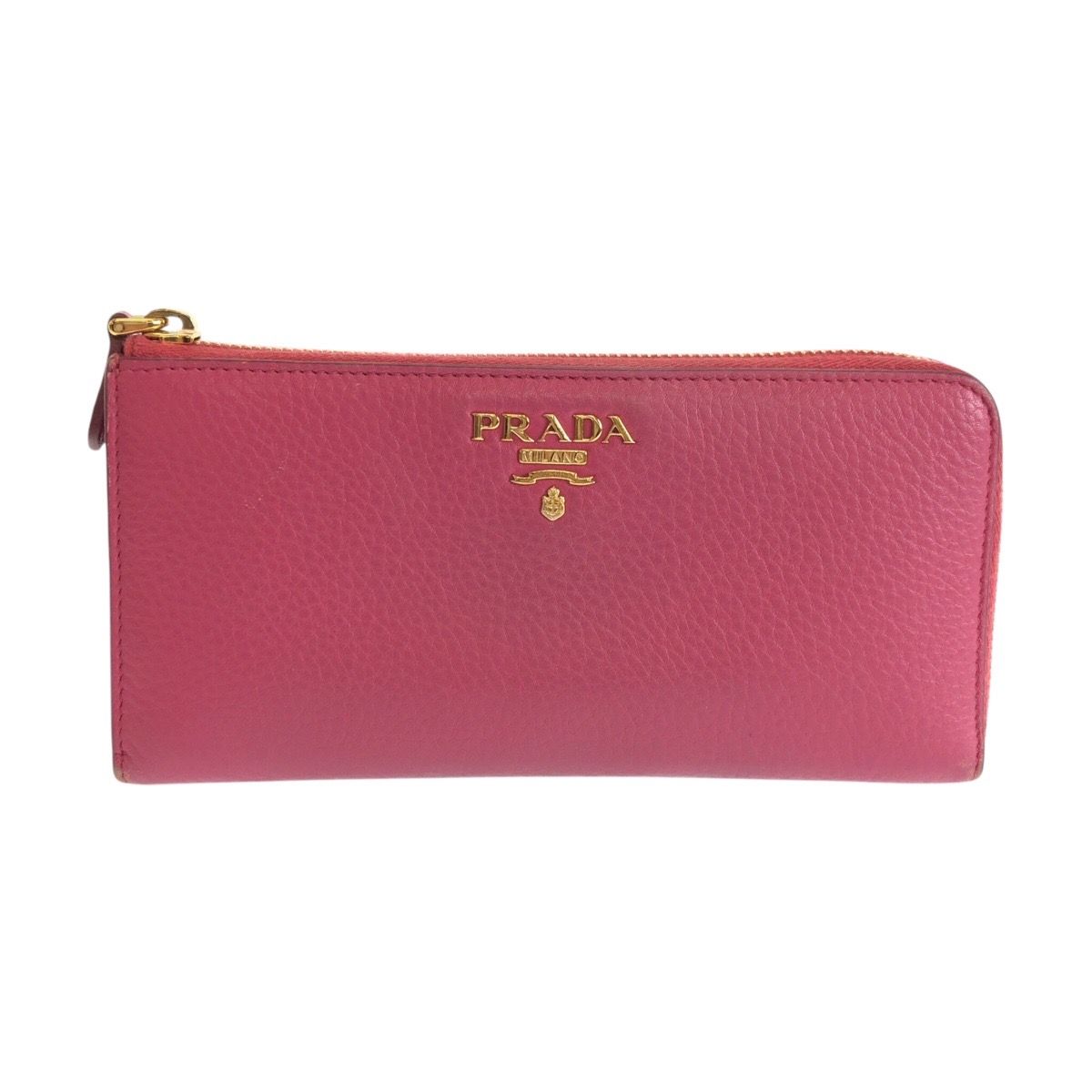 美品 PRADA プラダ サフィアーノ ピンク ゴールド金具 レザー 1M1183