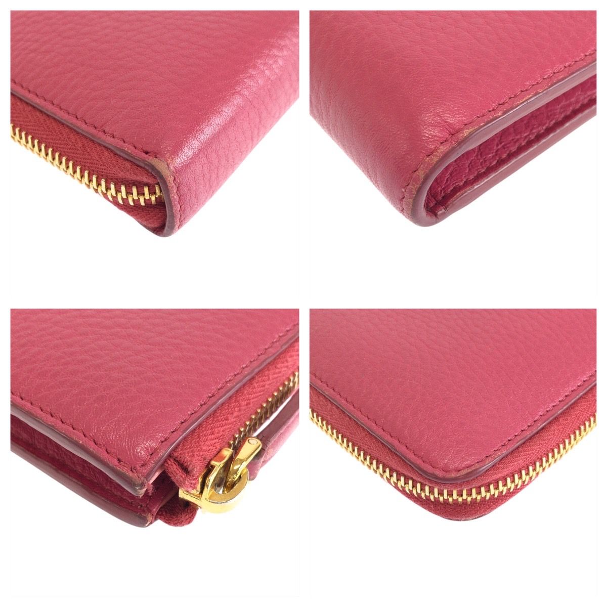 美品 PRADA プラダ サフィアーノ ピンク ゴールド金具 レザー 1M1183