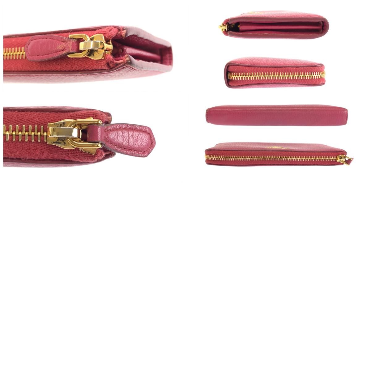 美品 PRADA プラダ サフィアーノ ピンク ゴールド金具 レザー 1M1183