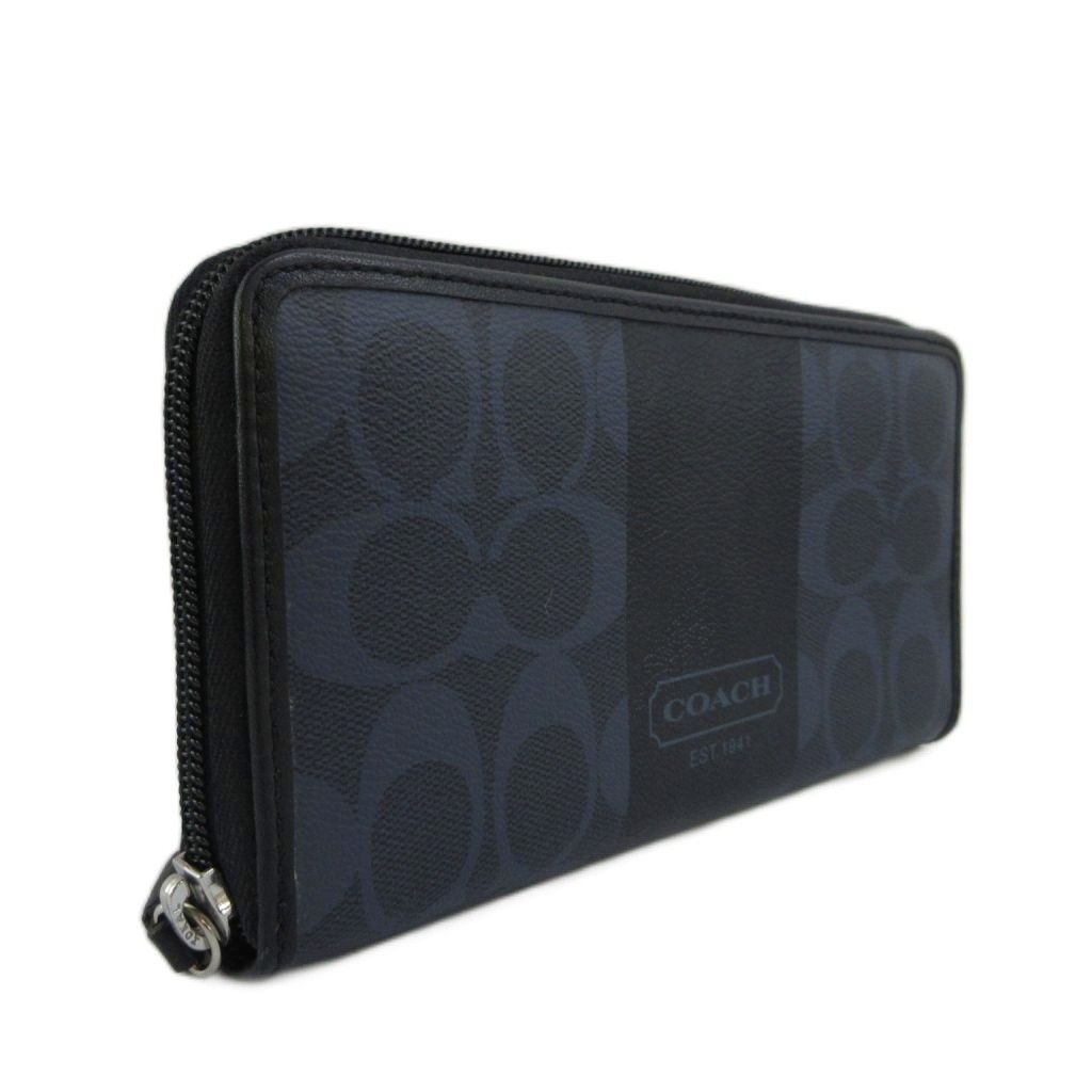 コーチ COACH 長財布 PVC レザー ラウンドファスナー シグネチャー