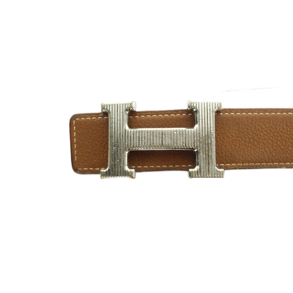 エルメス HERMES ベルト ロゴ コンスタンス レザー 茶 ブラウン □GY19