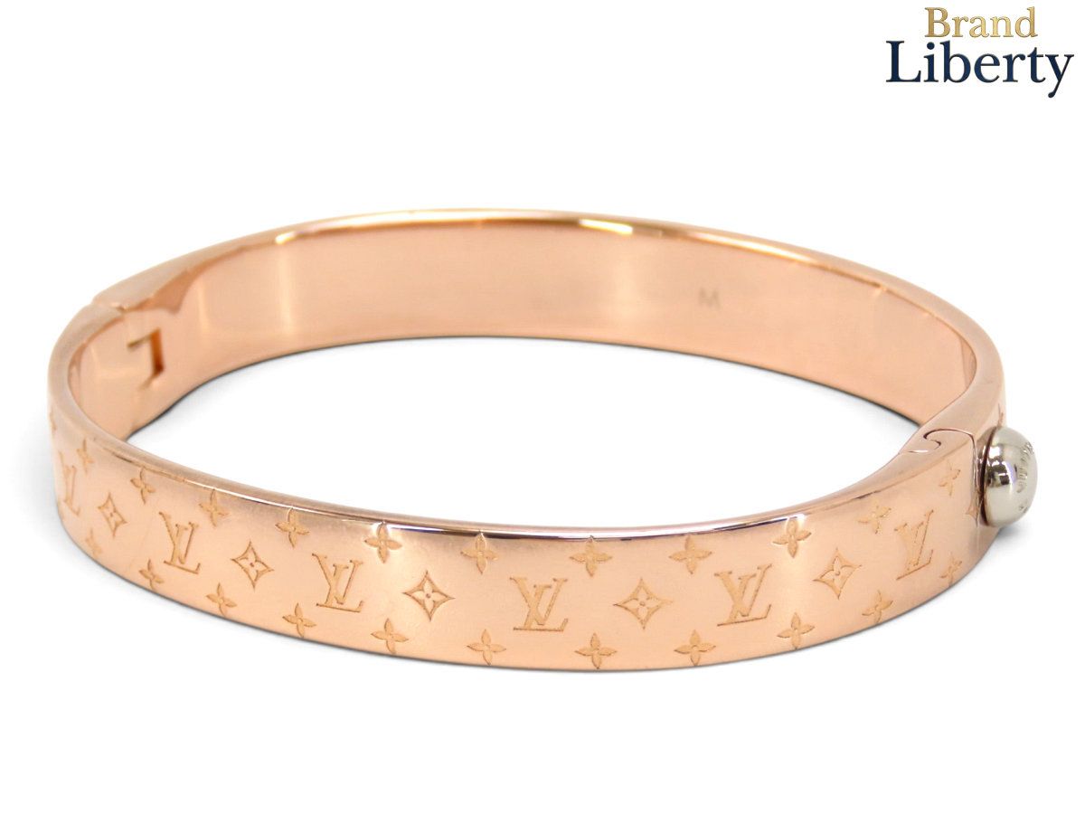 【新品同様】ルイヴィトン LOUIS VUITTON カフ ナノグラム バングル ブレスレット ピンクゴールド PG M00254