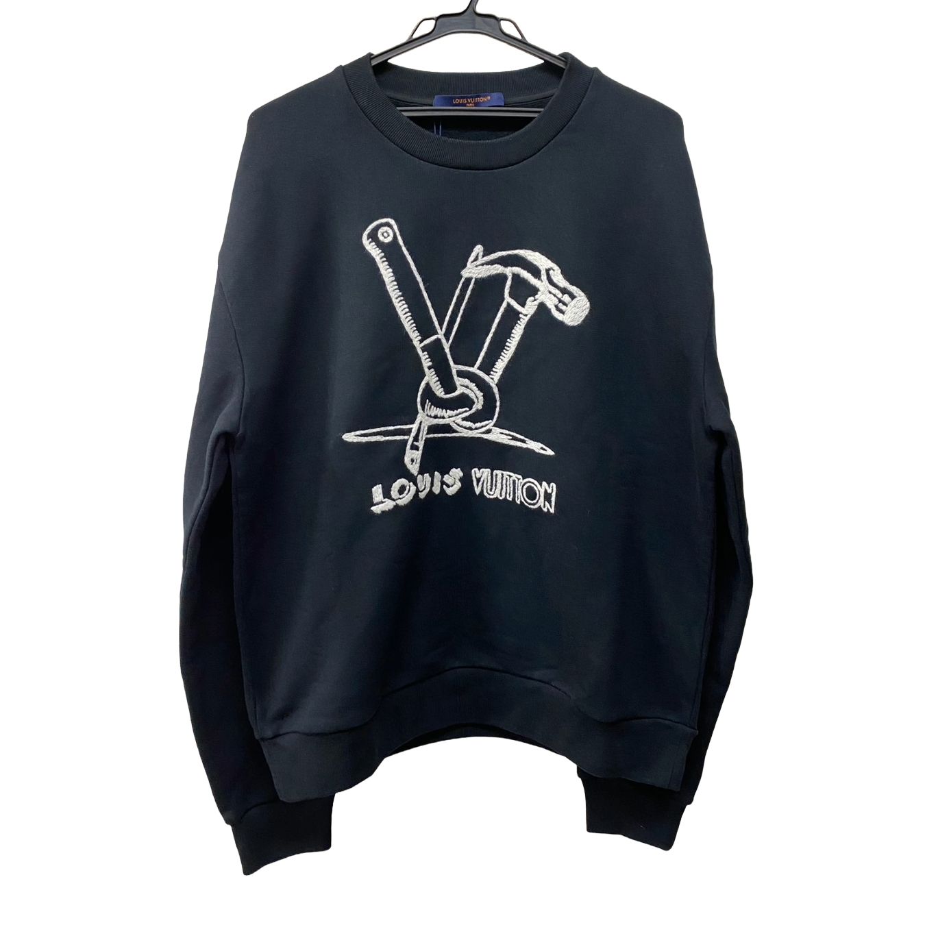 ルイヴィトン　LOUIS VUITTON　 スウェット　トレーナー　エンブロイダード　ロゴ　ブラック　コットン　 RM232 IHN HPY79W　＃XLサイズ