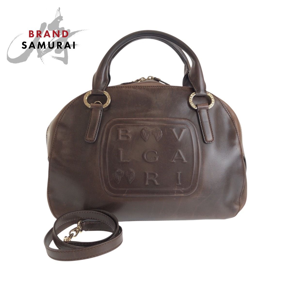 BVLGARI ブルガリ レオーニ ブラウン シルバー金具 レザー PFEGEL