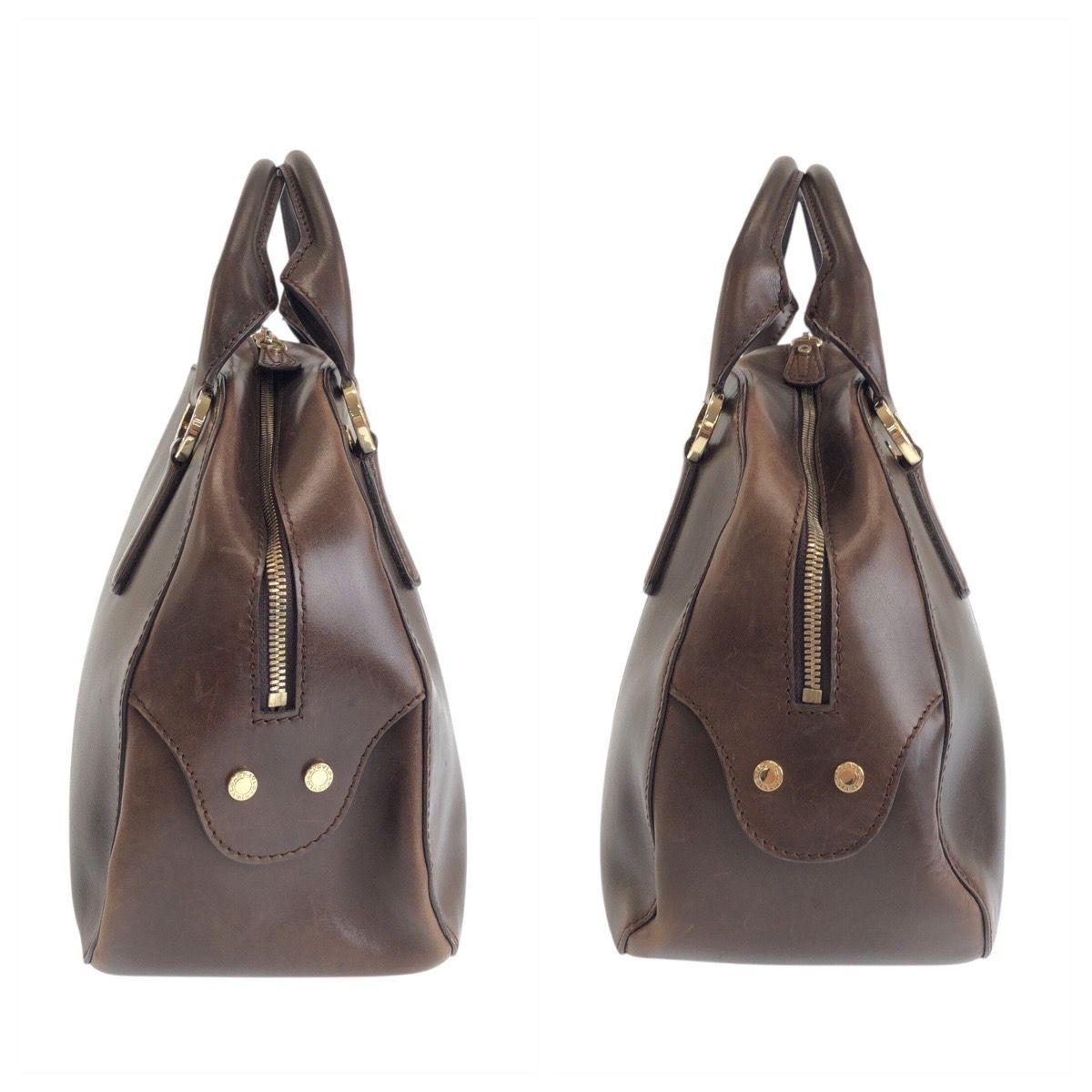 BVLGARI ブルガリ レオーニ ブラウン シルバー金具 レザー PFEGEL