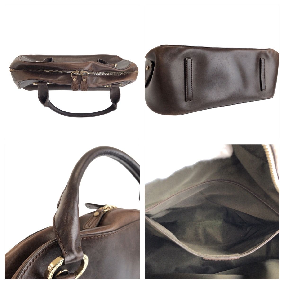 BVLGARI ブルガリ レオーニ ブラウン シルバー金具 レザー PFEGEL