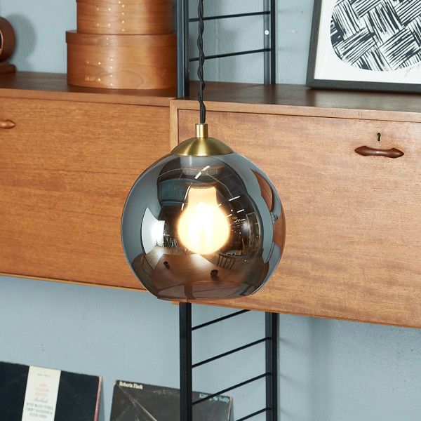 雑貨 ガラス スチール HERMOSA ハモサ ACE LAMP GRAY ペンダントライト ペンダントランプ 天井照明 ミラー加工 ガラスシェード インテリア 高級感 電気 #82300