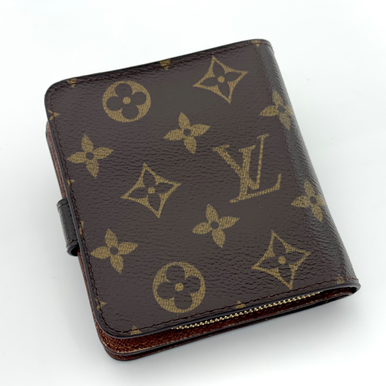 ルイヴィトン モノグラム コンパクトジップ 二つ折り財布 M61667 ブラウン LOUIS VUITTON ルイヴィトン モノグラム コンパクトジップ 二つ折り