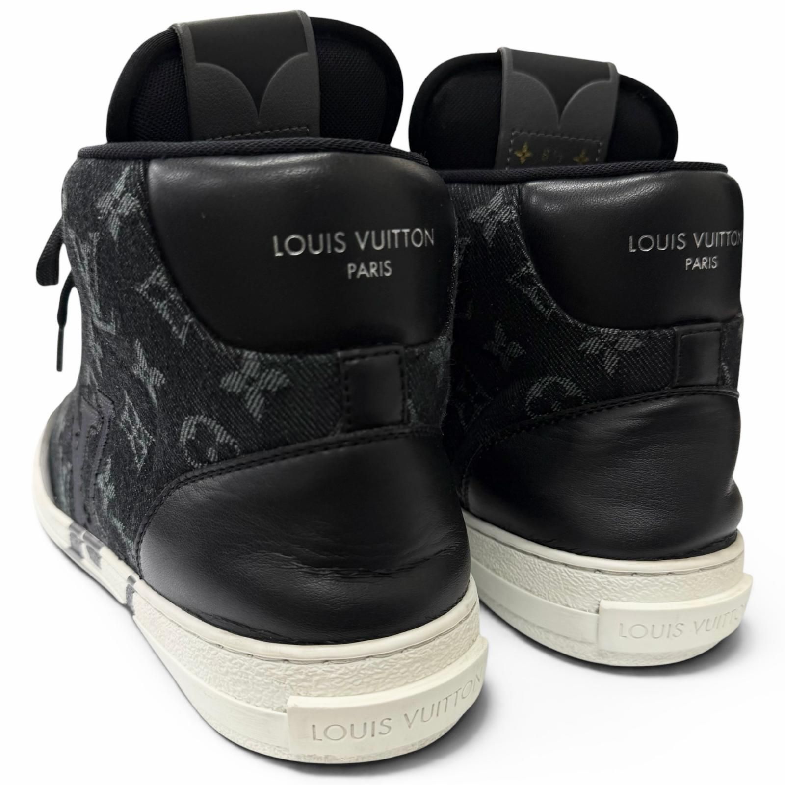 美品・Louis！Vuitton！デニム×レザー スニーカー ブラック 26cm 美品□LOUIS VUITTON ルイヴィトン 2022年製 LV チャーリーライン