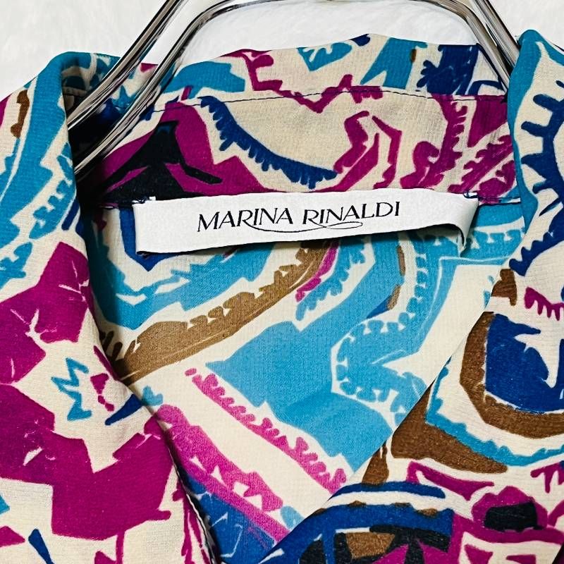MARINA RINALDI マリナリナルディ 総柄 サイズ21 3XL 長袖ブラウス