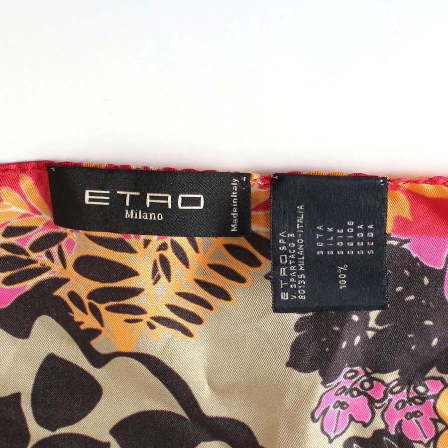 AWC26683 ETRO エトロ スカーフ シルク100% 総柄 イタリア製 ピンク